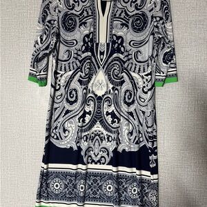 Studio One Navy and White Paisley Dress